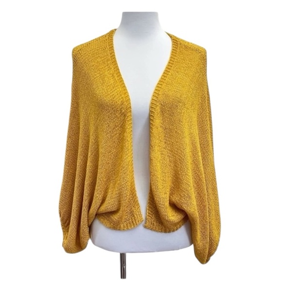 Anthropologie Mustard Yellow Crochet Open-Front Loose-Fit Cardigan. One Size. - Picture 2 of 12